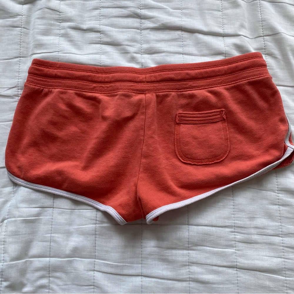 Coral Drawstring Beach Shorts with Palm Print - Picture 2 of 6